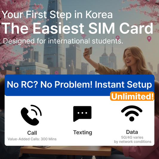 Korea Student SIM Card (120 Days) | Unlimited Data & Calls + 010 Number | Free RC Linking | eSIM | Price Match Guarantee
